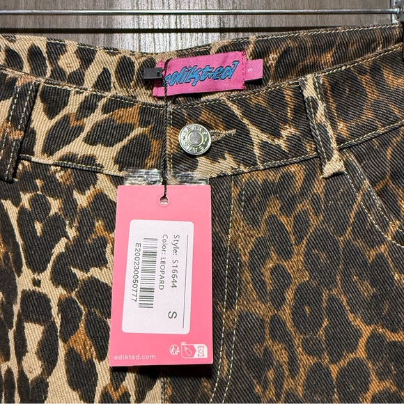 Edikted Leopard Print Straight Leg Jean Size Small NWT - Picture 6 of 6